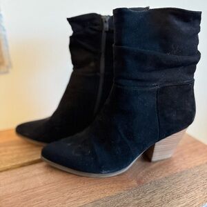 Black Faux Suede Ankle Boots